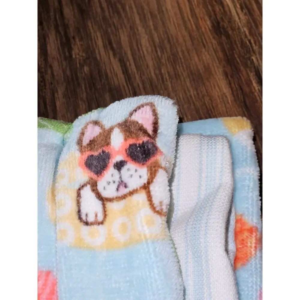 Cynthia Rowley Summer Kitchen Towels Dogs Floating in Pool Super Cute Set of 3